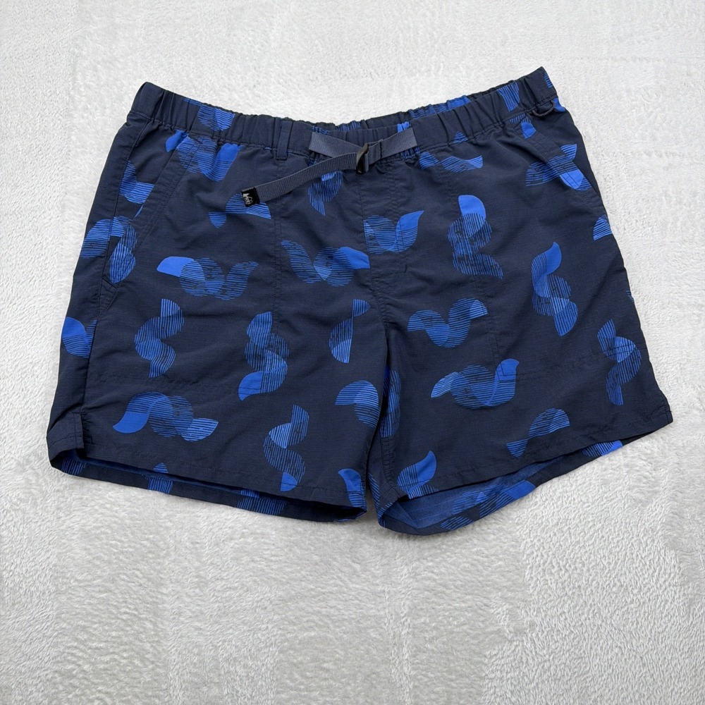 Women's Navy Blue Patterned Elastic Waist Shorts